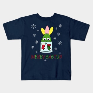 Merry Cactus - Hybrid Cactus In Christmas Themed Pot Kids T-Shirt